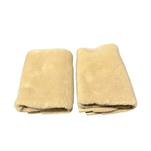 West Elm Hand Towel Set 20x30 BCI Luxe Fibrosoft Cream Tan Soft Lot of 2